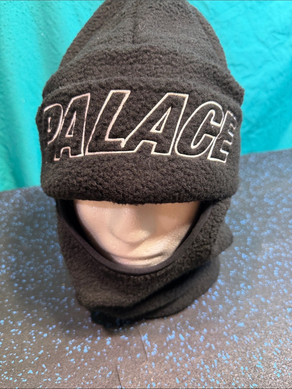 PALACE Black Fleece Balaclava with White-Outlined Logo